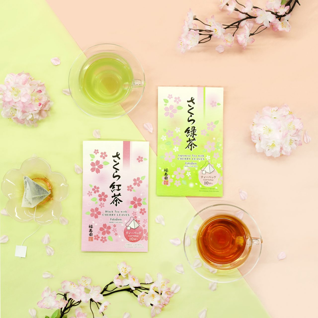 春季限定 さくら緑茶・さくら紅茶ティーバッグ mv